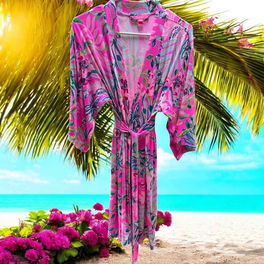 NWT Lilly Pulitzer Lucille Robe in I'm Feline Fine Rest and recharge XS XXS - Picture 2 of 12